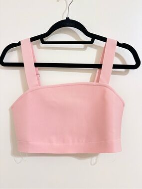 Pink Square Neck Crop Top Dress Set